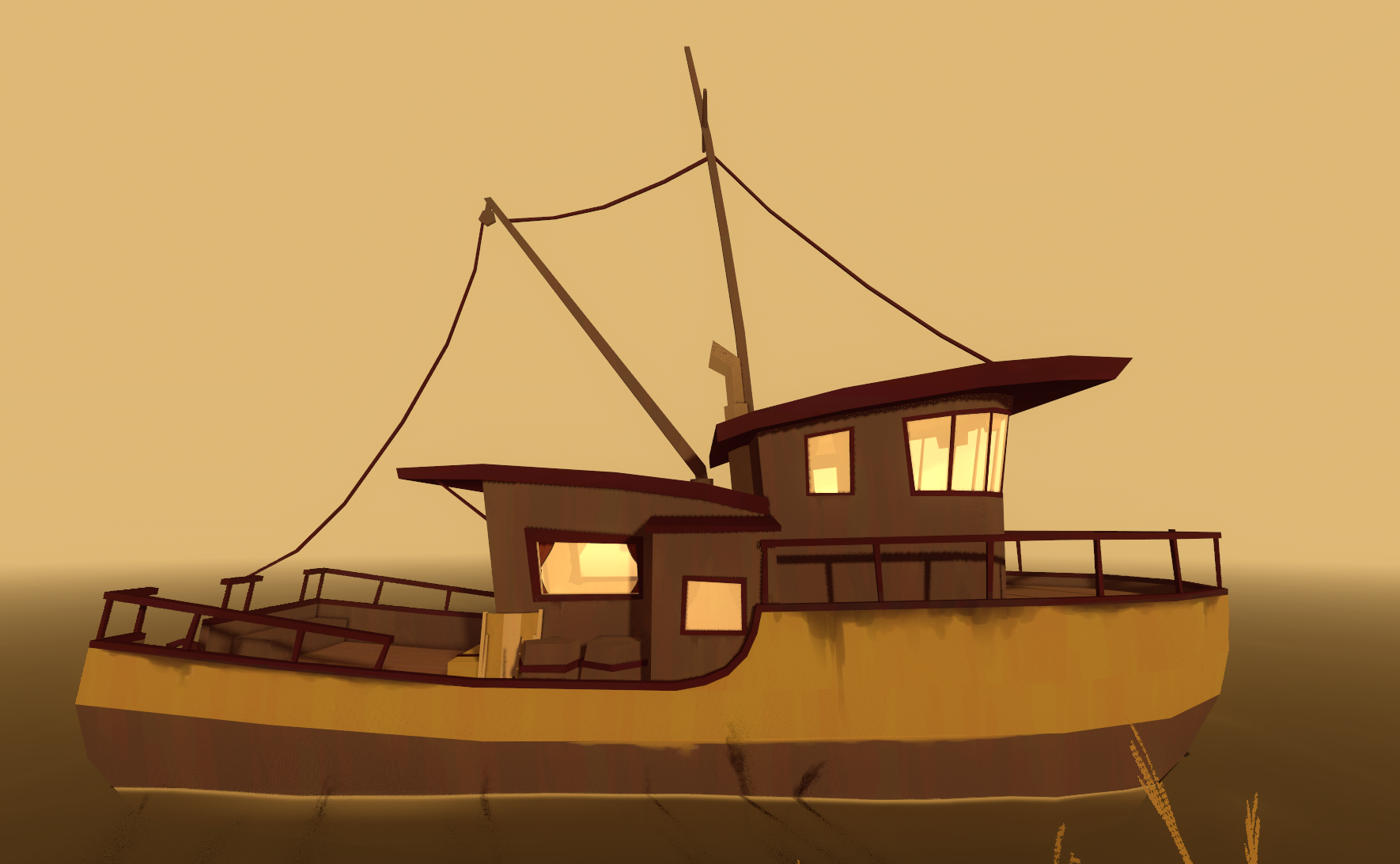 Fishing boat model exterior